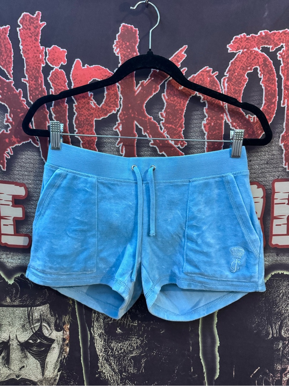 Juicy Couture Light Blue Terry Cloth Shorts with Drawstring